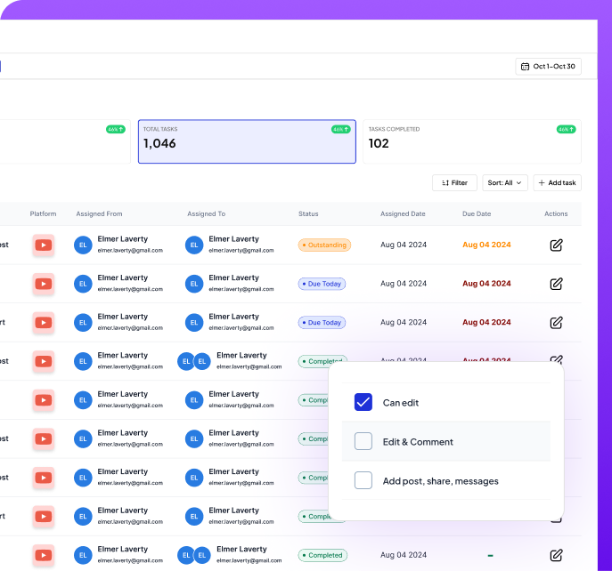 Collaboration platform interface showing team workflow